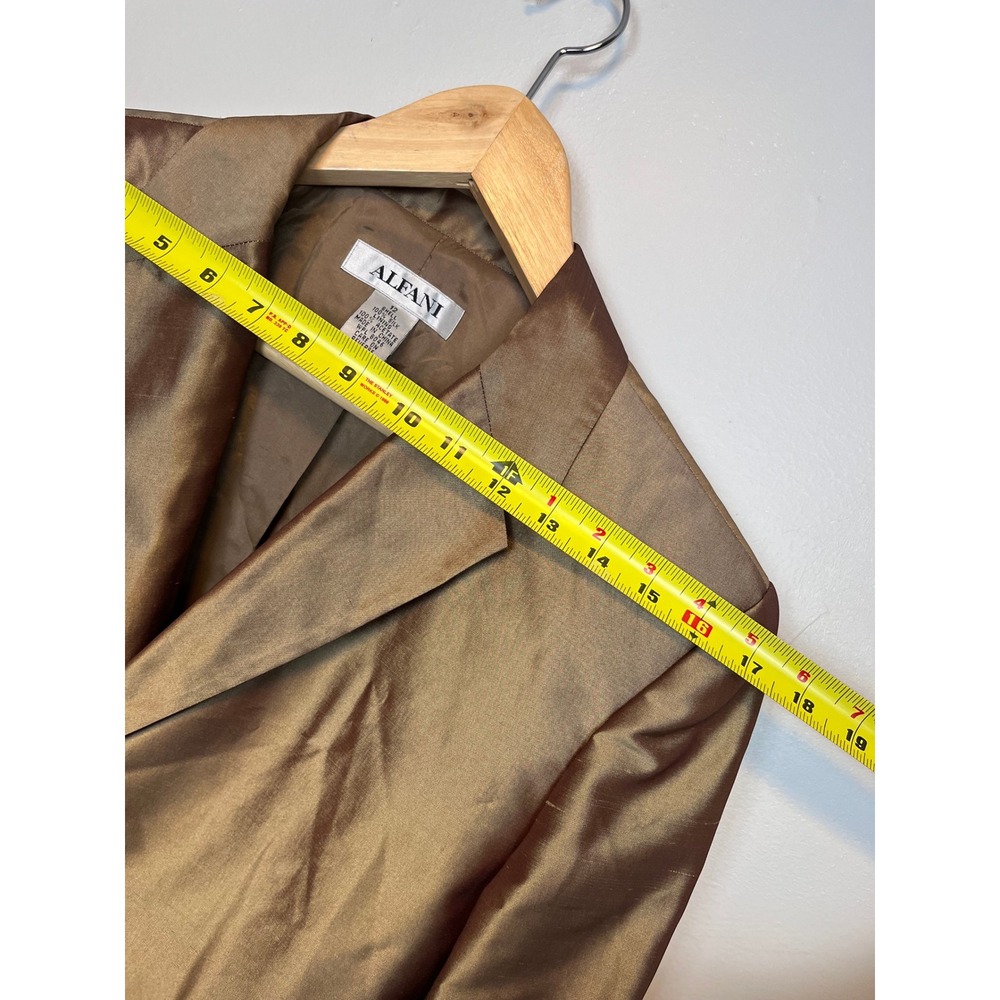Alfani Womens 100% Silk‎ Blazer Jacket Bronze Gold Iridescent Size 12 WPL 8046 - Picture 9 of 11